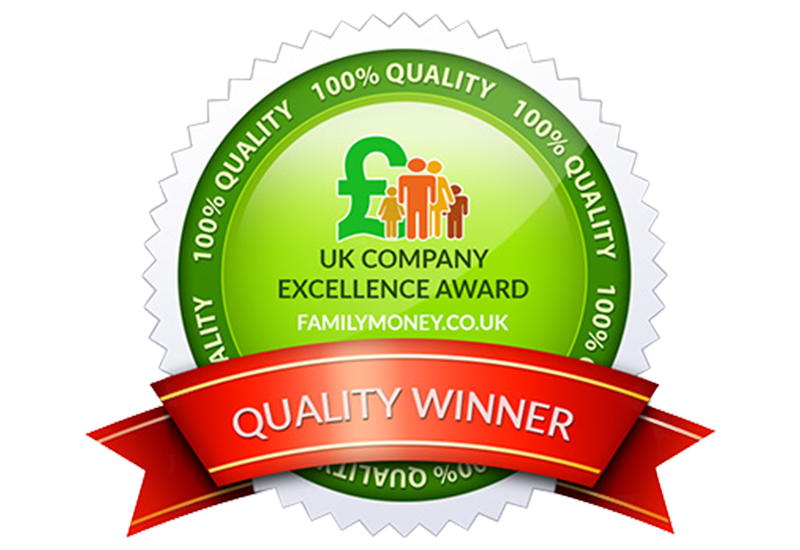green award seal icon given to winners of the FamilyMoney Award for Excellence in Business