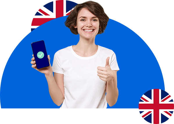 image of a happy woman holding her phone, which shows a check mark symbol, meaning she got approved for a loan from a direct payday lender